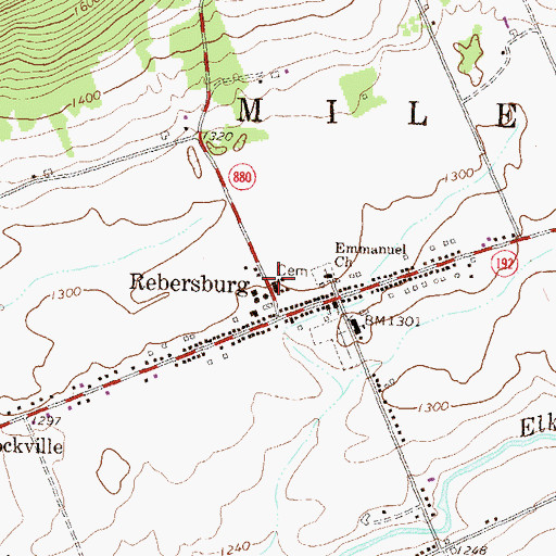 Topographic Map of Miles Township Fire Company 19, PA