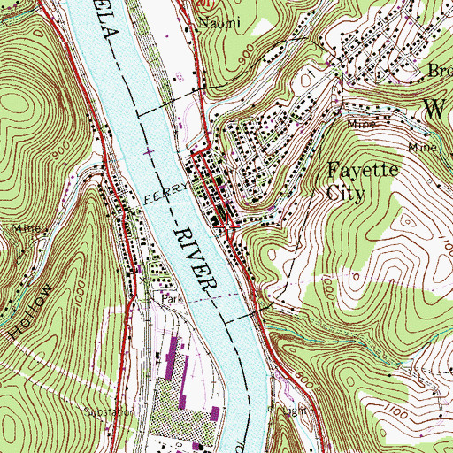 Topographic Map of Fayette City Volunteer Fire Company Station 17, PA