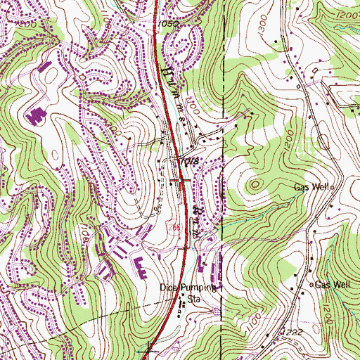 Topographic Map of Holiday Park Volunteer Fire Department Station 236, PA