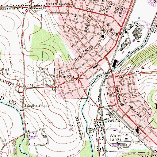 Topographic Map of Scottdale Volunteer Fire Department Station 4, PA