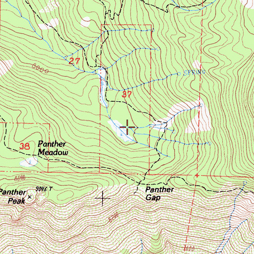 Topographic Map of Panther Meadow, CA