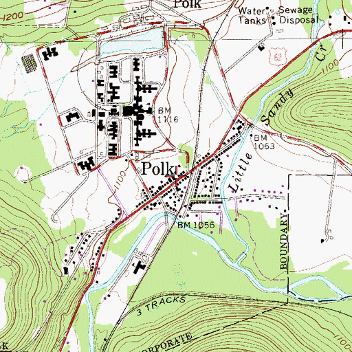 Topographic Map of Polk Fire - Rescue, PA