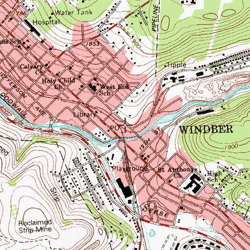 Topographic Map of Windber Fire Company 1 Station 611, PA