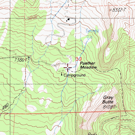 Topographic Map of Panther Meadow, CA