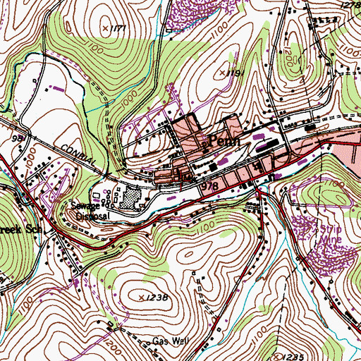 Topographic Map of Penn Volunteer Fire Company, PA
