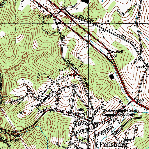 Topographic Map of Rostraver Central Volunteer Fire Department, PA