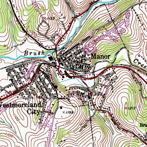 Topographic Map of Manor Volunteer Fire Department, PA