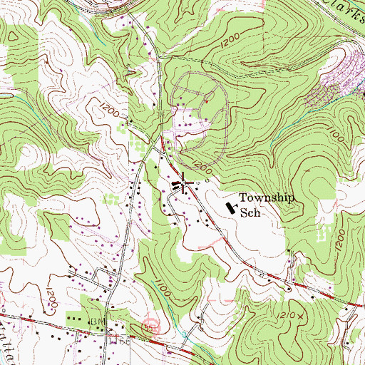 Topographic Map of Big Beaver Volunteer Fire Company Station 14, PA