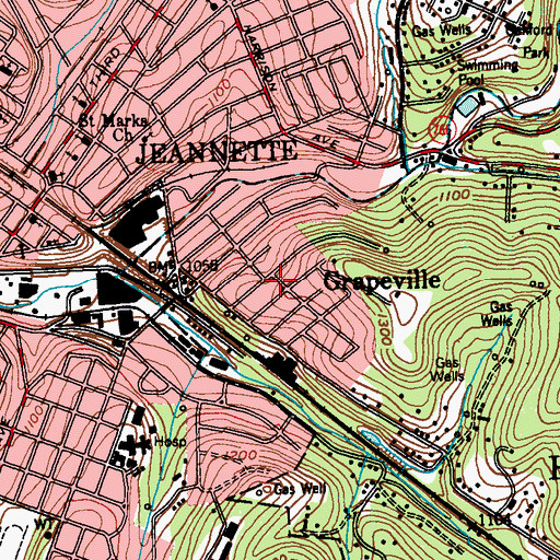 Topographic Map of Grapeville Volunteer Fire Company - Station 21, PA