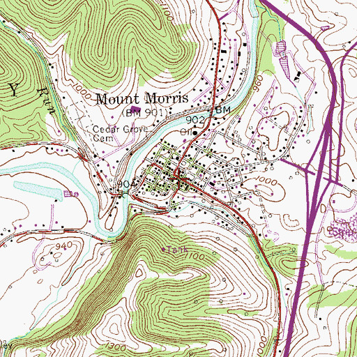 Topographic Map of Mount Morris Community Volunteer Fire Department Company 18, PA