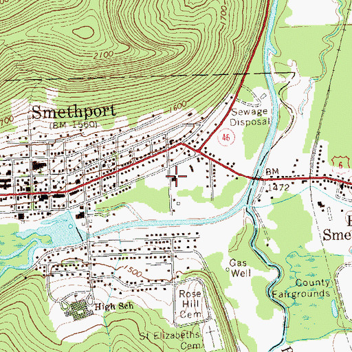 Topographic Map of Smethport Fire Department, PA