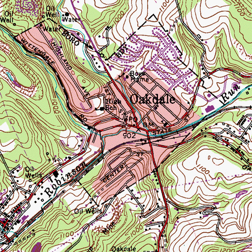 Topographic Map of Oakdale Hose Company Station 215, PA