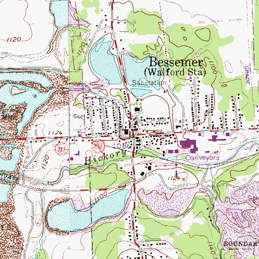 Topographic Map of Bessemer Volunteer Fire Company Station 400, PA