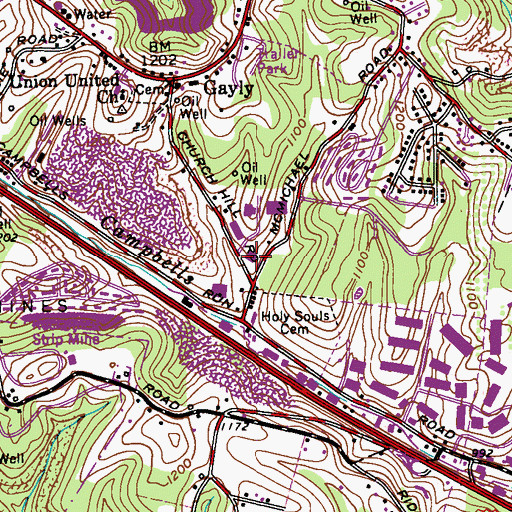 Topographic Map of Robinson Township Fire Department, PA