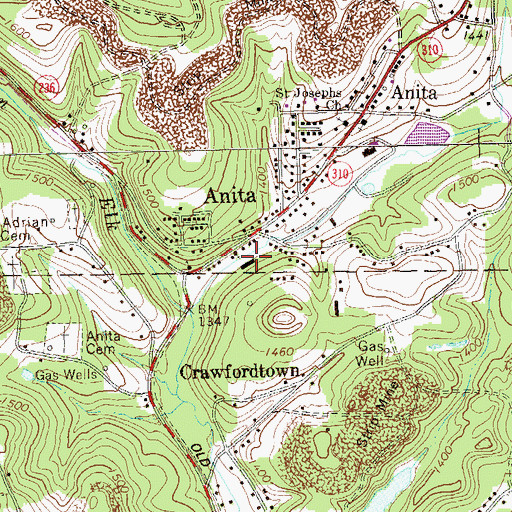 Topographic Map of McCalmont Township Volunteer Fire Department Station 16, PA