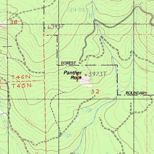 Topographic Map of Panther Rock, CA