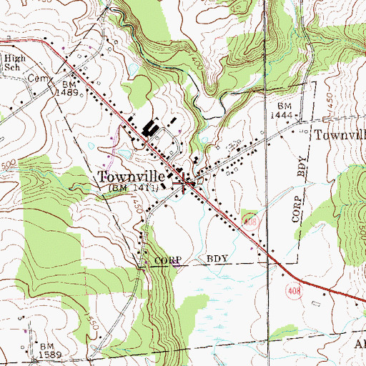 Topographic Map of Townville Volunteer Fire Department 24, PA