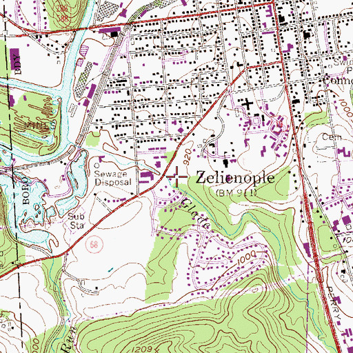 Topographic Map of Zelienople Borough Volunteer Fire Department Station 22, PA