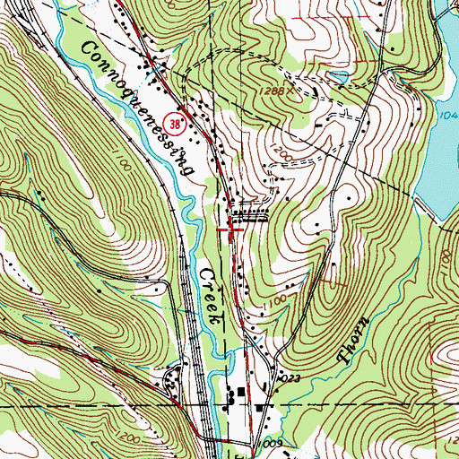 Topographic Map of Oakland Oneida Valley Volunteer Fire Department Station 35, PA