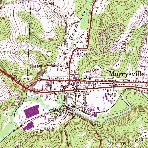 Topographic Map of Murrysville Volunteer Fire Company, PA