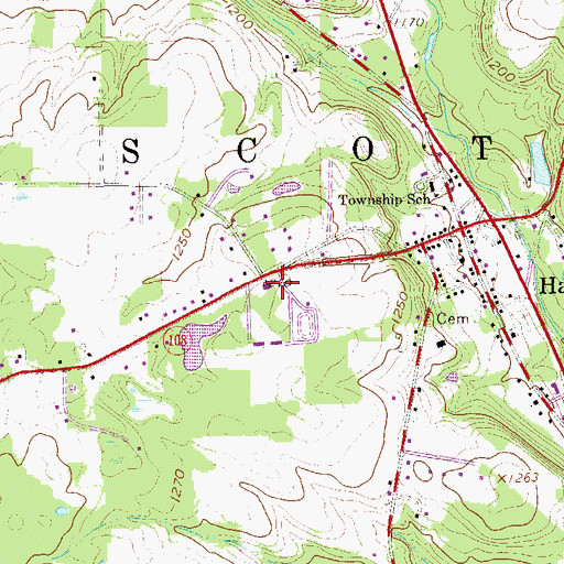 Topographic Map of Scott Township Volunteer Fire Department Station 1500, PA