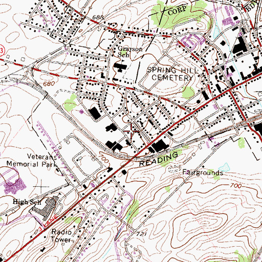 Topographic Map of West End Fire and Rescue Company 15, PA