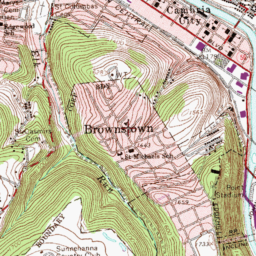 Topographic Map of West Hills Regional Fire Department Station 28 - 2, PA