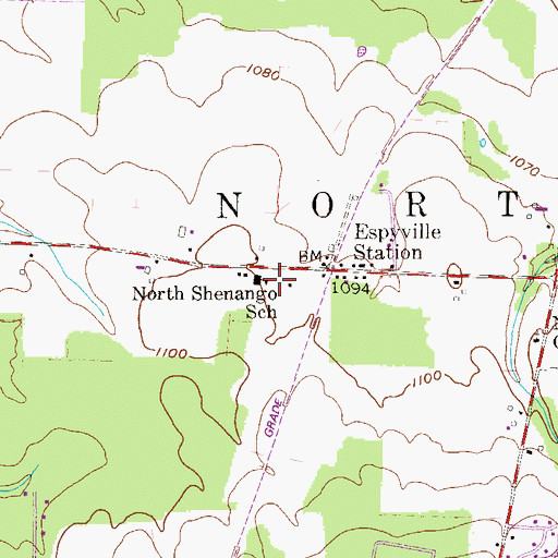 Topographic Map of North Shenango Volunteer Fire Department 17, PA