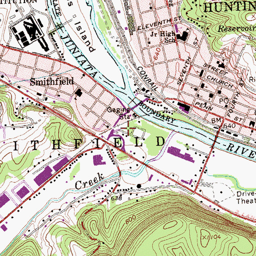 Topographic Map of Smithfield Volunteer Fire Company Station 10, PA