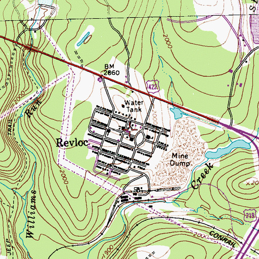 Topographic Map of Revloc Volunteer Fire Company Station 44, PA