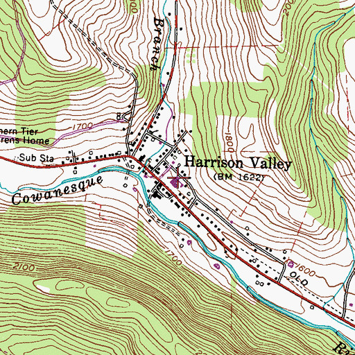 Topographic Map of Harrison Township Volunteer Fire Company Station 20, PA