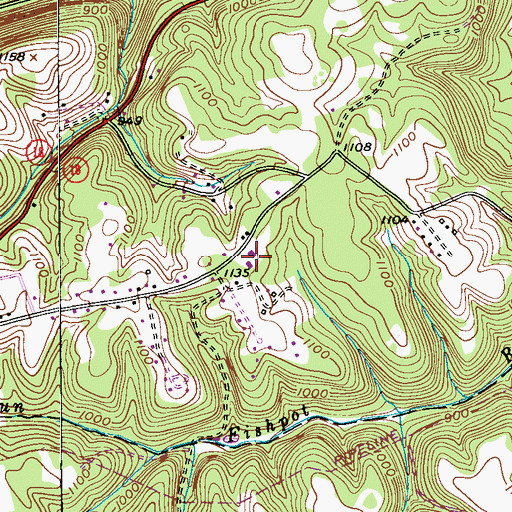 Topographic Map of Potter Township Volunteer Fire Department Station 34, PA