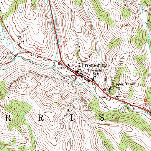 Topographic Map of Morris Township Volunteer Fire Department Station 42, PA