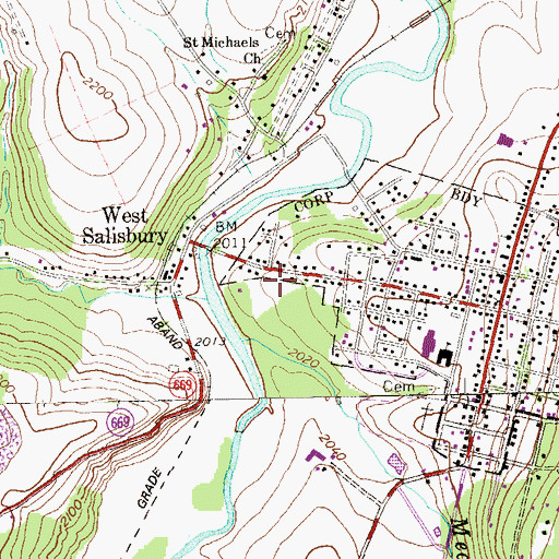 Topographic Map of Salisbury Volunteer Fire Department - Station 618, PA