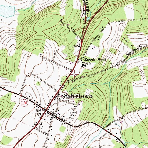 Topographic Map of Chestnut Ridge Community Volunteer Fire Department, PA