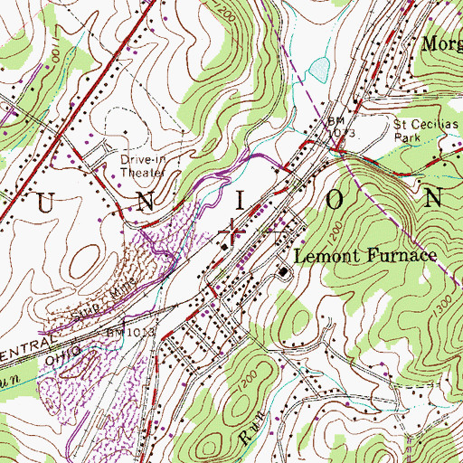 Topographic Map of North Union Township Volunteer Fire Department Station 44, PA