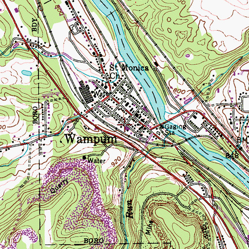 Topographic Map of Wampum Volunteer Fire Department Station 1700, PA