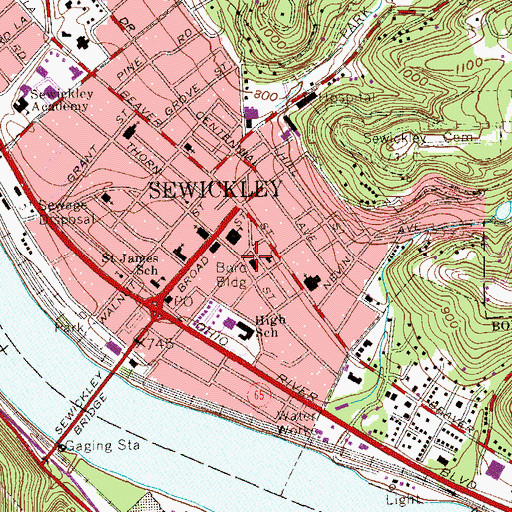Topographic Map of Cochran Hose Volunteer Fire Department Station 258, PA