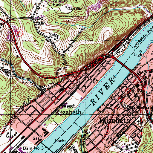 Topographic Map of West Elizabeth Volunteer Fire Company Station 291, PA