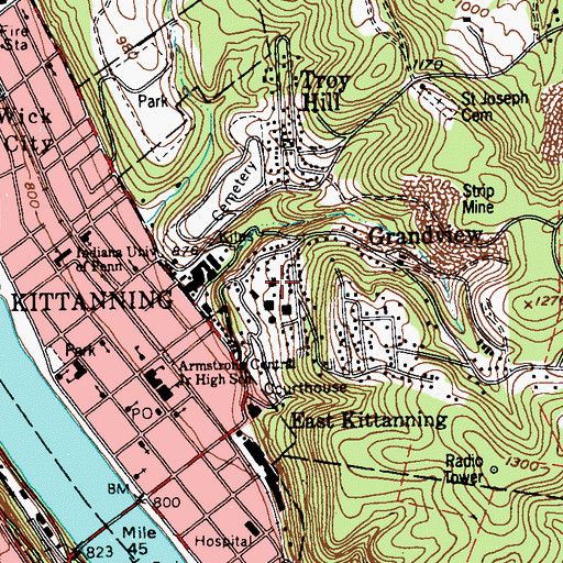 Topographic Map of Rayburn Township Volunteer Fire Department Station 260, PA