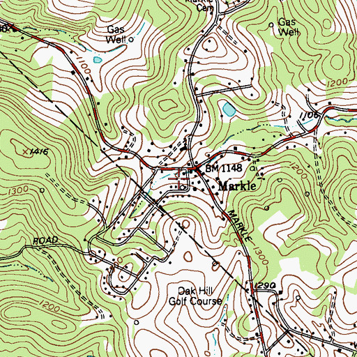 Topographic Map of Markle Volunteer Fire Department, PA
