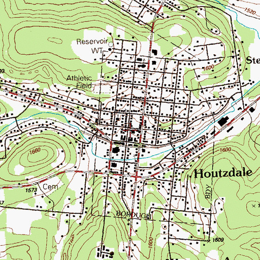 Topographic Map of Houtzdale Fire Company 1, PA