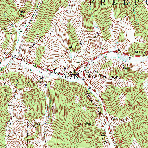 Topographic Map of New Freeport Volunteer Fire Department Company 71, PA