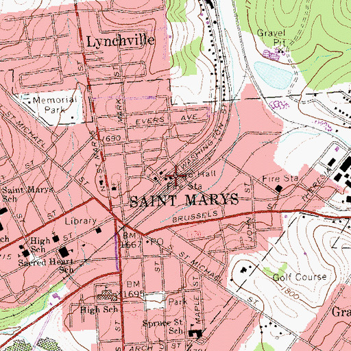 Topographic Map of Crystal Fire Department Company 1 Station 11, PA