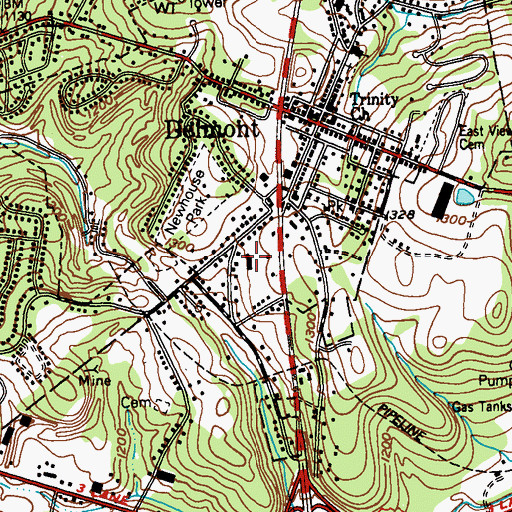 Topographic Map of Delmont Volunteer Fire Department, PA