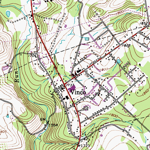Topographic Map of Jackson Township Volunteer Fire Company Station 42, PA