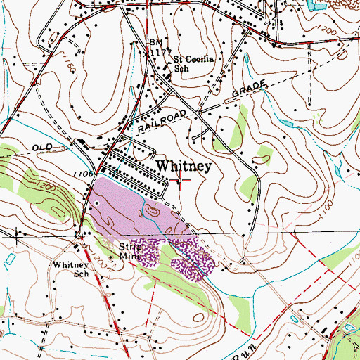 Topographic Map of Whitney Hostetter Volunteer Fire Department, PA