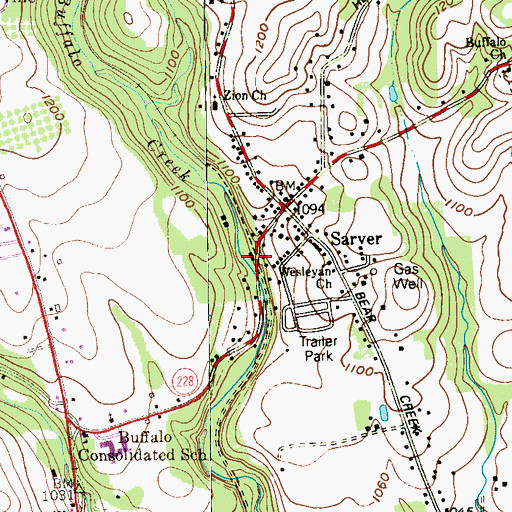 Topographic Map of Buffalo Township Volunteer Fire Department Station 27, PA