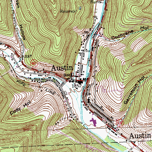 Topographic Map of Austin Emergency Services, PA