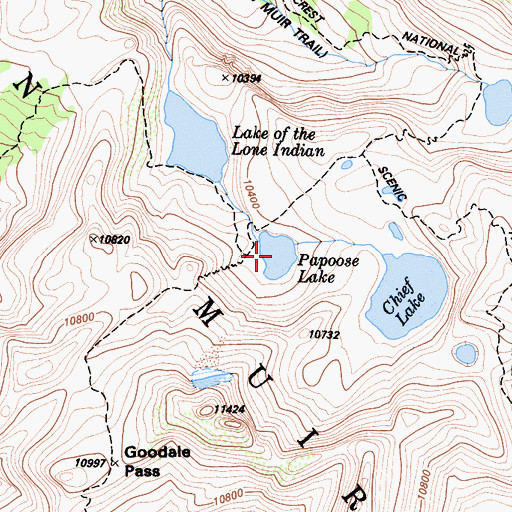Topographic Map of Papoose Lake, CA